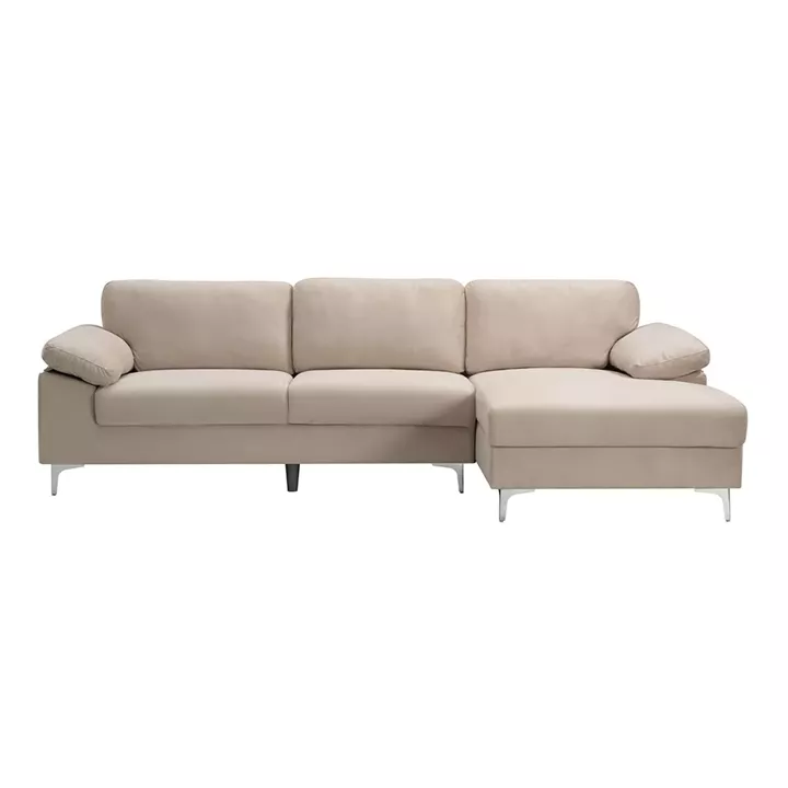 ALEX Καναπές Σαλονιού Καθιστικού Αριστερή Γωνία, Ύφασμα Μπεζ Velure