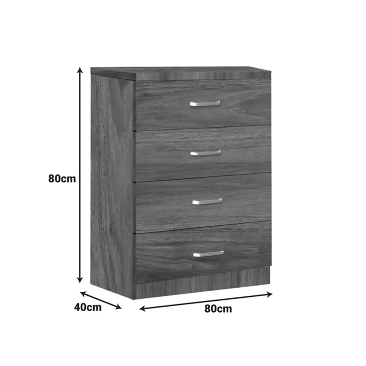 Chest of 4 drawers Killian pakoworld walnut 80x40x80cm