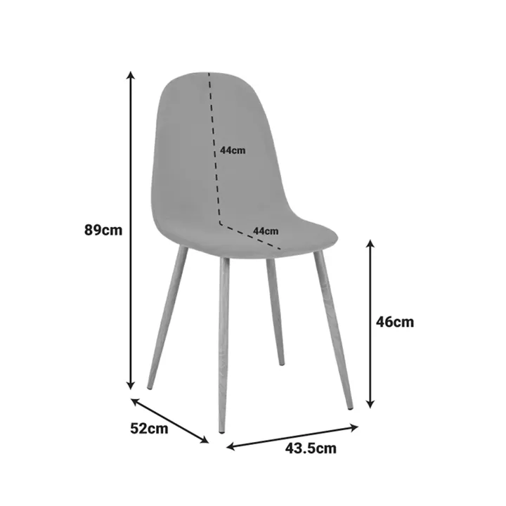 Dining chair Bella pakoworld beige fabric and natural color metal leg 43.5x52x89cm