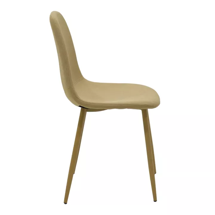 Dining chair Bella pakoworld beige fabric and natural color metal leg 43.5x52x89cm