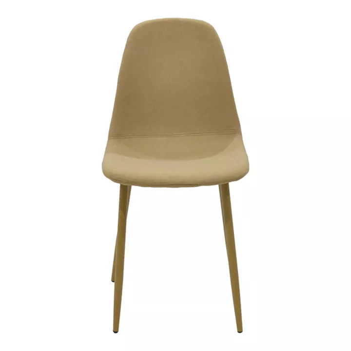Dining chair Bella pakoworld beige fabric and natural color metal leg 43.5x52x89cm