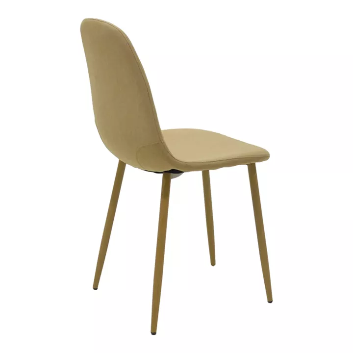 Dining chair Bella pakoworld beige fabric and natural color metal leg 43.5x52x89cm
