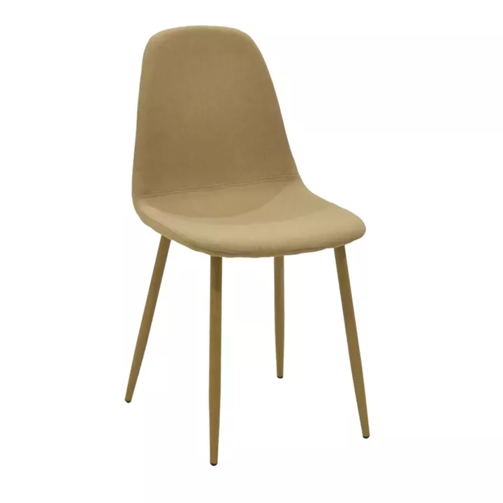 Dining chair Bella pakoworld beige fabric and natural color metal leg 43.5x52x89cm