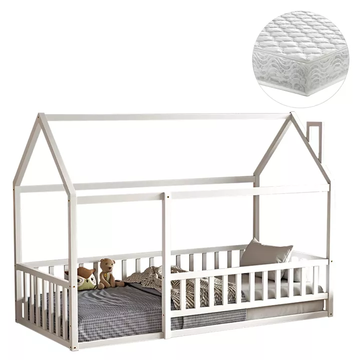 BED WITH MATTRESS HOUSER HM21315.01 PINE WOOD IN WHITE--MATTRESS 90x190cm