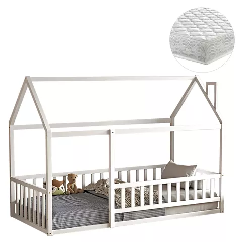 ΚΡΕΒΑΤΙ ΠΑΙΔΙΚΟ ΜΕ ΣΤΡΩΜΑ HOUSER HM21315.01 ΞΥΛΟ ΠΕΥΚΟΥ ΣΕ ΛΕΥΚΟ--ΣΤΡΩΜΑ 90x190εκ