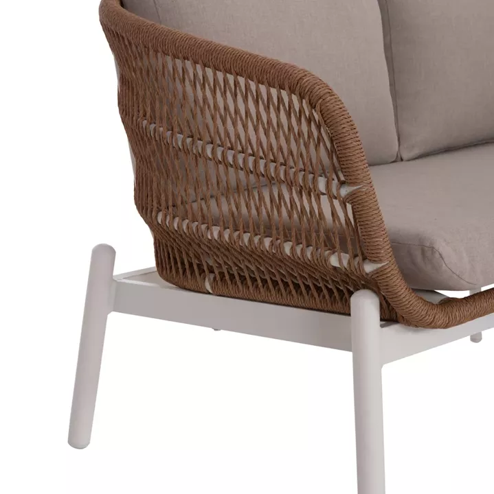 OUTDOOR LOUNGE SET 5PCS MEMFIS HM6470.03 ALUMINUM-ROPE-CERAMIC TOP--WHITE