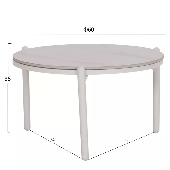 OUTDOOR LOUNGE SET 5PCS MEMFIS HM6470.03 ALUMINUM-ROPE-CERAMIC TOP--WHITE