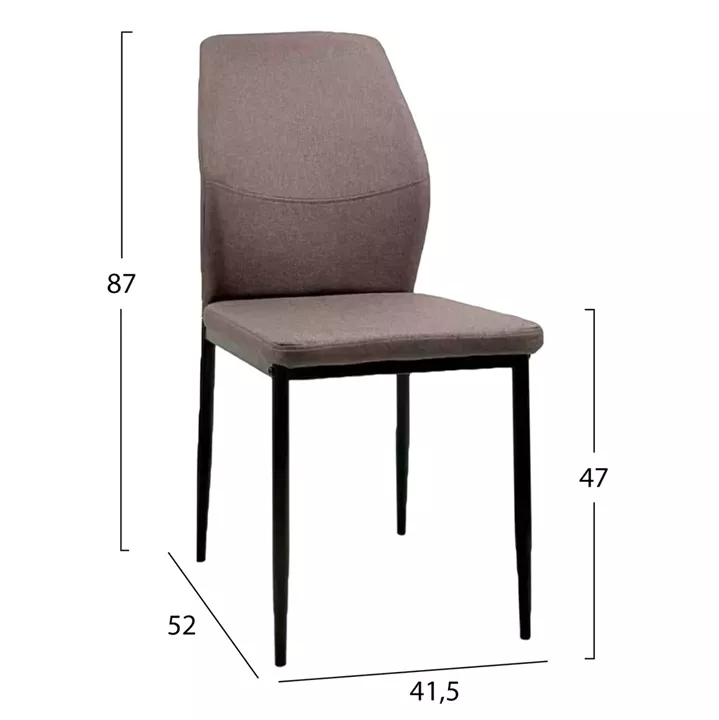 DINING CHAIR DIAZ HM18346.03 BROWN FABRIC-METAL LEGS IN BLACK 41,5x52x87Hcm.