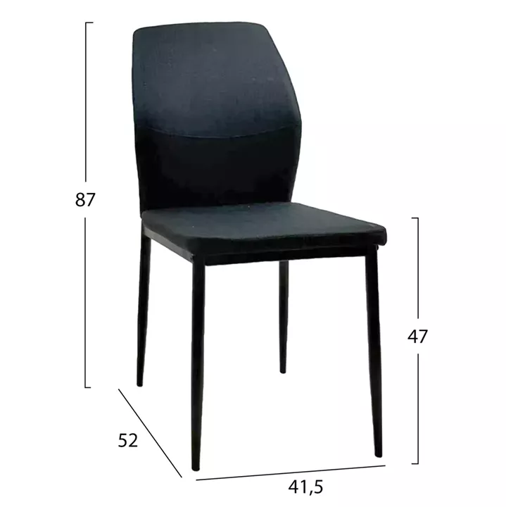 DINING CHAIR DIAZ HM18346.02 BLACK FABRIC & METAL LEGS 41,5x52x87Hcm.