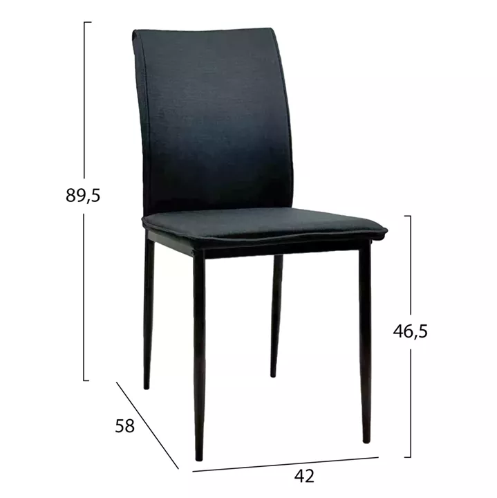 DINING CHAIR PERKY HM18347.02 BLACK FABRIC & METAL LEGS 42x58x89.5Hcm.