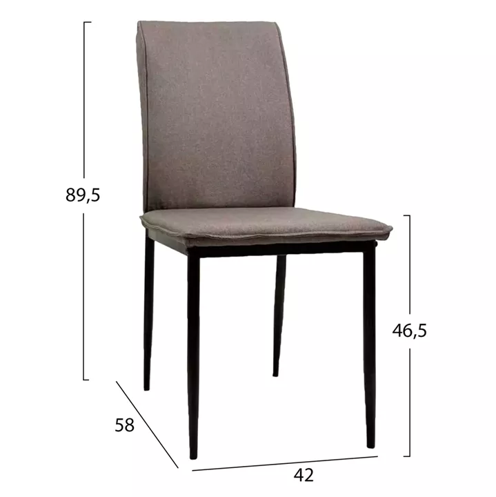 DINING CHAIR PERKY HM18347.03 BROWN FABRIC-METAL LEGS IN BLACK 42x58x89.5Hcm.