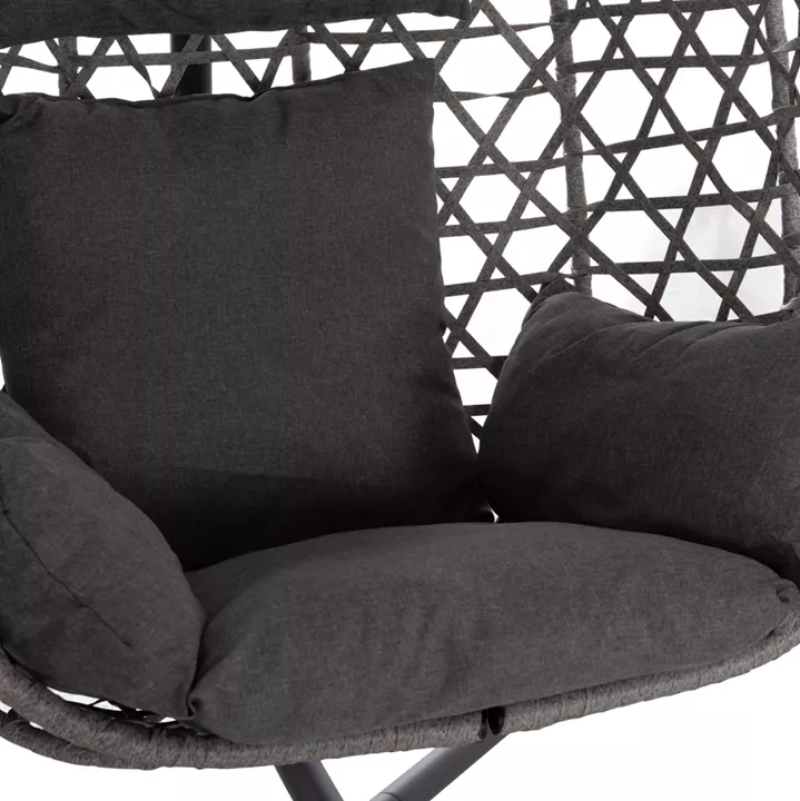 HANGING NEST NESTA HM6468.01 GREY METAL (STEEL) & P.E.RATTAN 100x100x190Hcm.