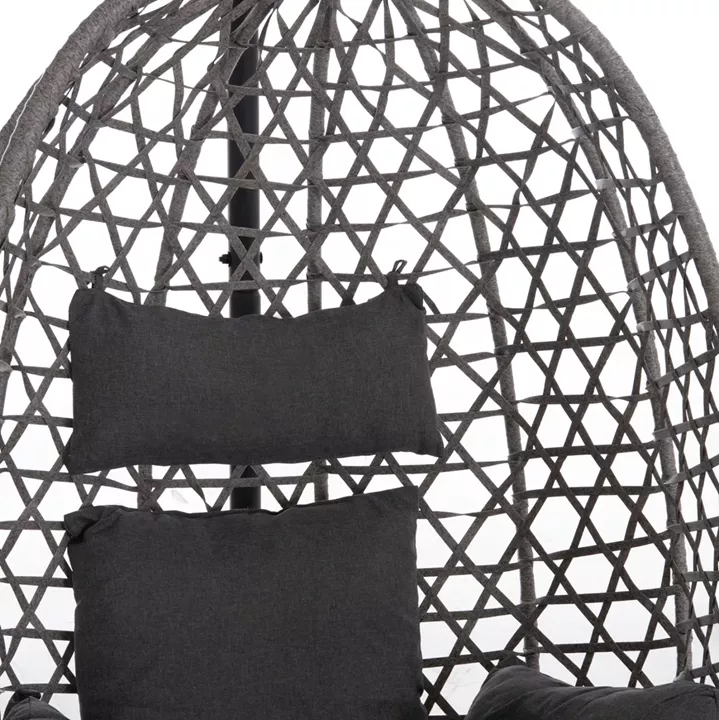 HANGING NEST NESTA HM6468.01 GREY METAL (STEEL) & P.E.RATTAN 100x100x190Hcm.