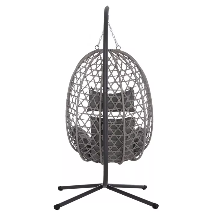 HANGING NEST NESTA HM6468.01 GREY METAL (STEEL) & P.E.RATTAN 100x100x190Hcm.