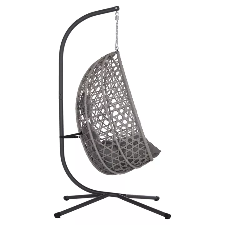 HANGING NEST NESTA HM6468.01 GREY METAL (STEEL) & P.E.RATTAN 100x100x190Hcm.