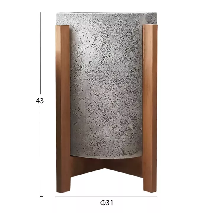 INDOOR POT HOFF HM4682.03S FIBER CEMENT IN GREY--TEAK BASE Φ31x43Hcm