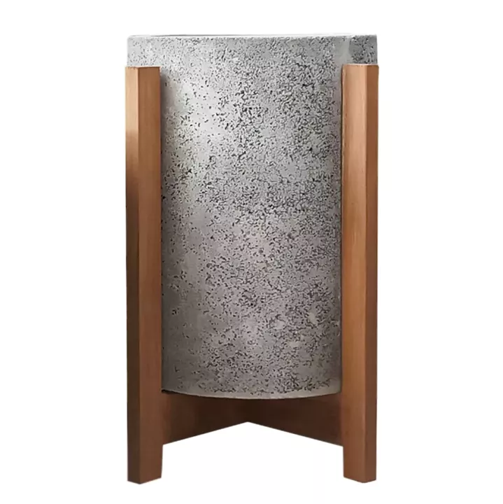 INDOOR POT HOFF HM4682.03S FIBER CEMENT IN GREY--TEAK BASE Φ31x43Hcm