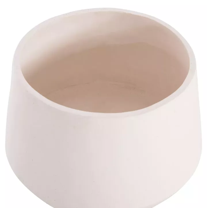 INDOOR POT QUAN HM4680.02M FIBER CEMENT IN WHITE--TEAK BASE Φ40x65Hcm