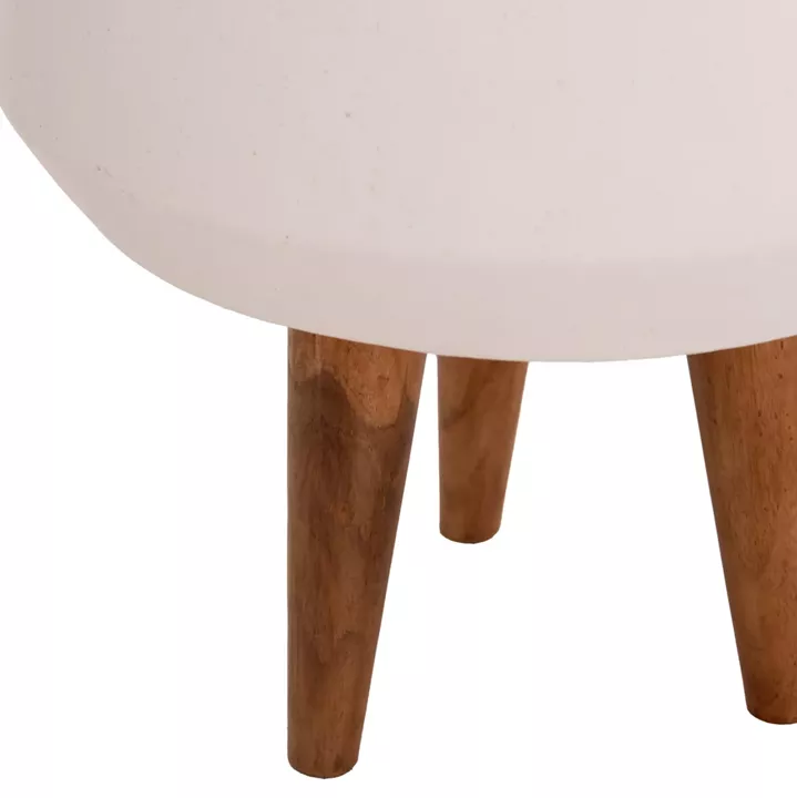 INDOOR POT QUAN HM4680.02M FIBER CEMENT IN WHITE--TEAK BASE Φ40x65Hcm