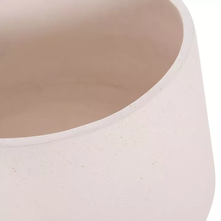 INDOOR POT QUAN HM4680.02M FIBER CEMENT IN WHITE--TEAK BASE Φ40x65Hcm