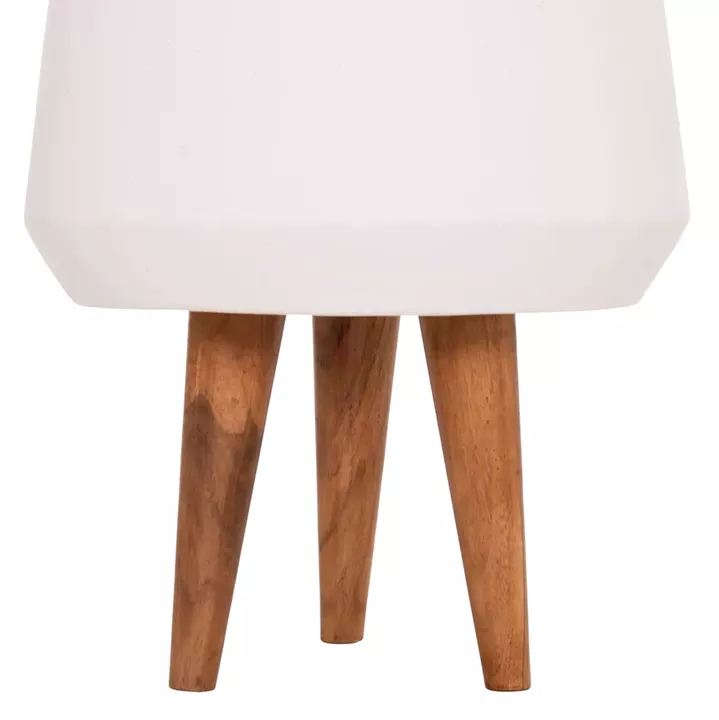 INDOOR POT QUAN HM4680.02M FIBER CEMENT IN WHITE--TEAK BASE Φ40x65Hcm