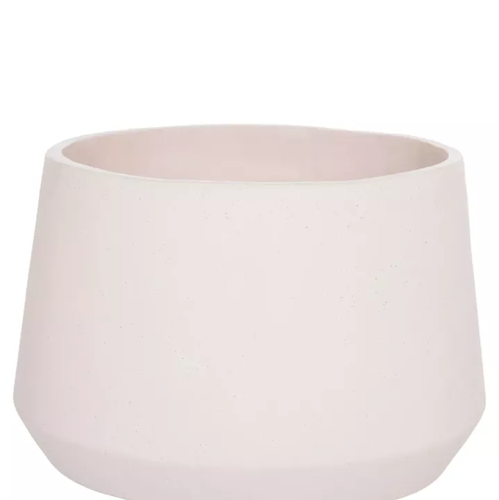 INDOOR POT QUAN HM4680.02M FIBER CEMENT IN WHITE--TEAK BASE Φ40x65Hcm