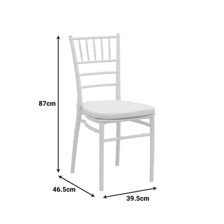 Tiffany I chair pakoworld with cushion pp in white color 39.5x46.5x87cm