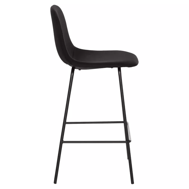 BAR STOOL VINCENT HM9298.24 MEDIUM HEIGHT-BLACK FABRIC-METAL LEGS 43x50x92.5Hcm.