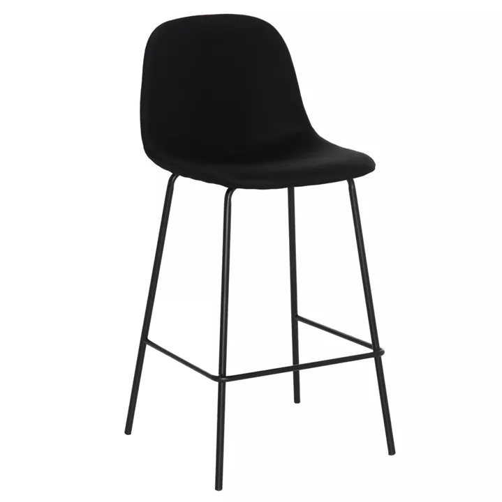 BAR STOOL VINCENT HM9298.24 MEDIUM HEIGHT-BLACK FABRIC-METAL LEGS 43x50x92.5Hcm.
