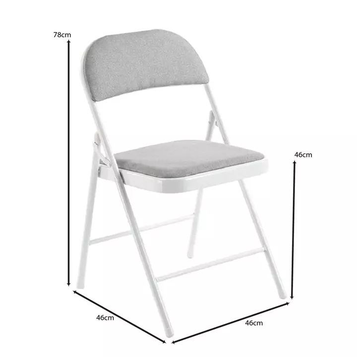 BRENDA Καρέκλα Πτυσσόμενη, Μέταλλο Βαφή Άσπρο, Ύφασμα Γκρι