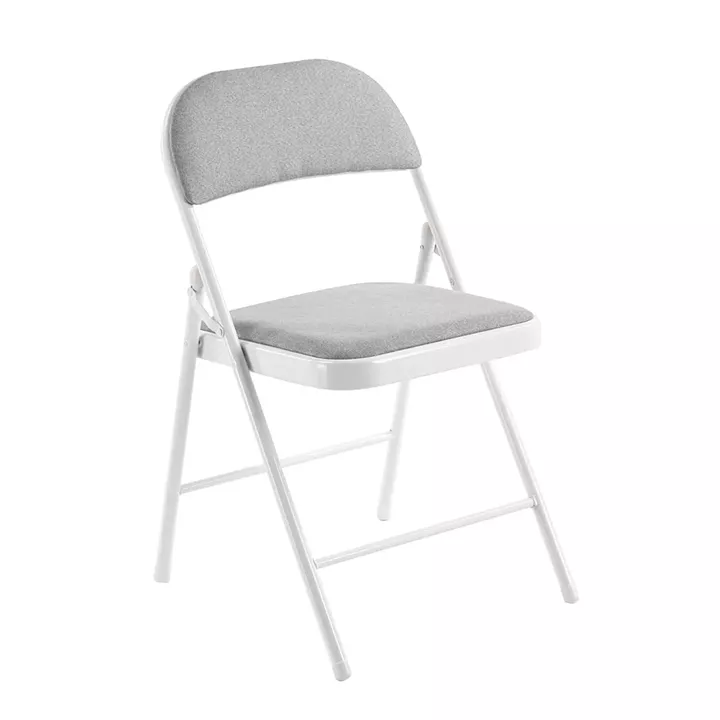 BRENDA Καρέκλα Πτυσσόμενη, Μέταλλο Βαφή Άσπρο, Ύφασμα Γκρι