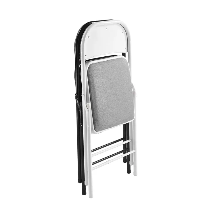 BRENDA Καρέκλα Πτυσσόμενη, Μέταλλο Βαφή Μαύρο, Ύφασμα Γκρι