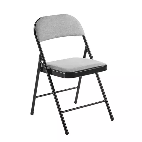 BRENDA Καρέκλα Πτυσσόμενη, Μέταλλο Βαφή Μαύρο, Ύφασμα Γκρι