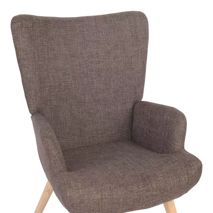 Πολυθρόνα-μπερζέρα Gerlina pakoworld καφέ ύφασμα με πόδι σε φυσική απόχρωση 71x64x94εκ