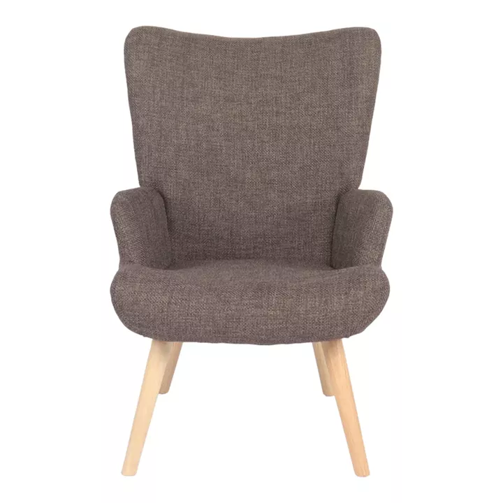 Πολυθρόνα-μπερζέρα Gerlina pakoworld καφέ ύφασμα με πόδι σε φυσική απόχρωση 71x64x94εκ