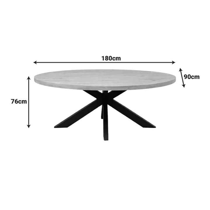 Τραπεζι Jenma pakoworld μασίφ mango ξύλο σε φυσική απόχρωση-πόδι μαύρο μέταλλο 180x90x76εκ