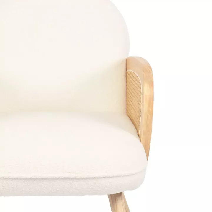 Πολυθρόνα Stedy pakoworld λευκό μπουκλέ ύφασμα με πόδι σε φυσική απόχρωση 78x64x82εκ