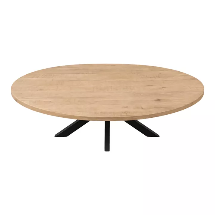 Τραπεζι Jenma pakoworld μασίφ mango ξύλο σε φυσική απόχρωση-πόδι μαύρο μέταλλο 200x100x76εκ