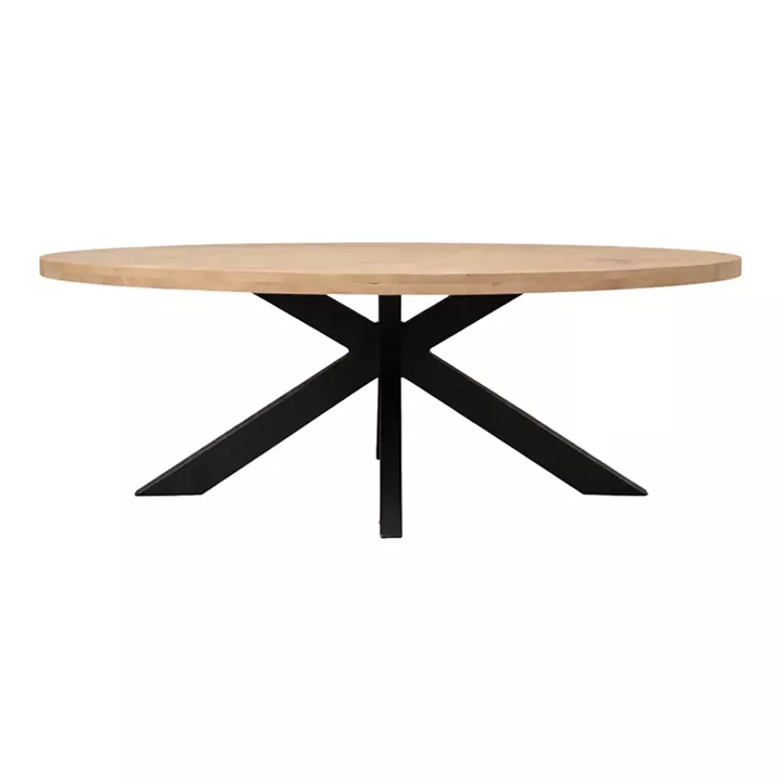 Τραπεζι Jenma pakoworld μασίφ mango ξύλο σε φυσική απόχρωση-πόδι μαύρο μέταλλο 200x100x76εκ