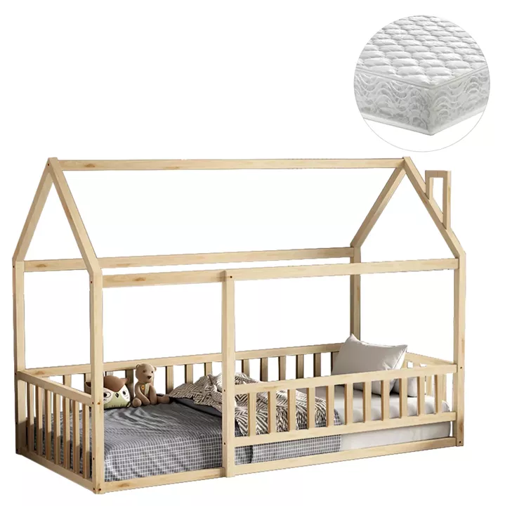 ΚΡΕΒΑΤΙ ΠΑΙΔΙΚΟ ΜΕ ΣΤΡΩΜΑ HOUSER HM21315 ΞΥΛΟ ΠΕΥΚΟΥ ΣΕ ΦΥΣΙΚΟ--ΣΤΡΩΜΑ 90x190εκ