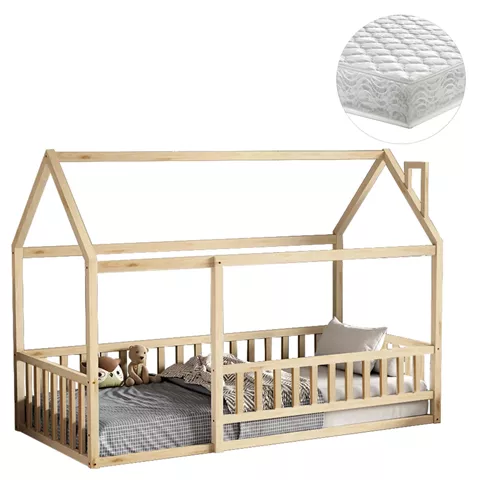 ΚΡΕΒΑΤΙ ΠΑΙΔΙΚΟ ΜΕ ΣΤΡΩΜΑ HOUSER HM21315 ΞΥΛΟ ΠΕΥΚΟΥ ΣΕ ΦΥΣΙΚΟ--ΣΤΡΩΜΑ 90x190εκ