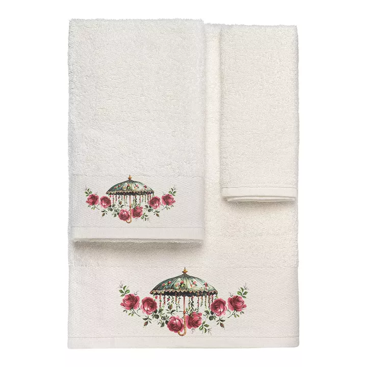 Beauty Home Σετ πετσέτες 3τμχ με εκτύπωση Art 3550 (30x50+50x90+70x140) Εκρού