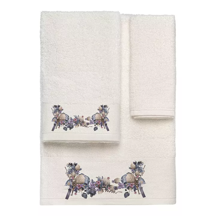 Beauty Home Σετ πετσέτες 3τμχ με εκτύπωση Art 3552 (30x50+50x90+70x140) Εκρού