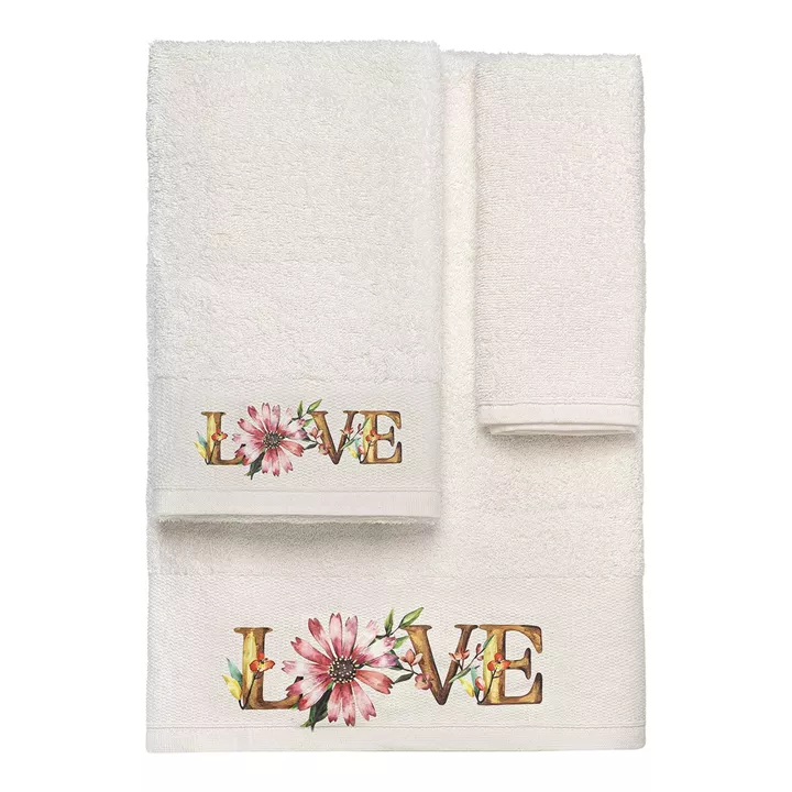 Beauty Home Σετ πετσέτες 3τμχ με εκτύπωση Art 3554 (30x50+50x90+70x140) Εκρού