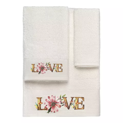 Beauty Home Σετ πετσέτες 3τμχ με εκτύπωση Art 3554 (30x50+50x90+70x140) Εκρού