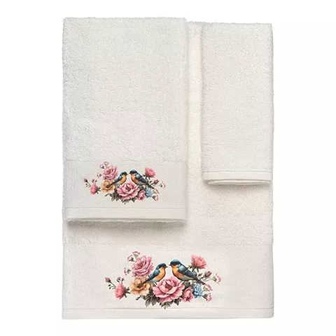 Beauty Home Σετ πετσέτες 3τμχ με εκτύπωση Art 3555 (30x50+50x90+70x140) Εκρού