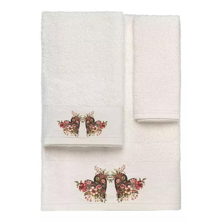Beauty Home Σετ πετσέτες 3τμχ με εκτύπωση Art 3557 (30x50+50x90+70x140) Εκρού