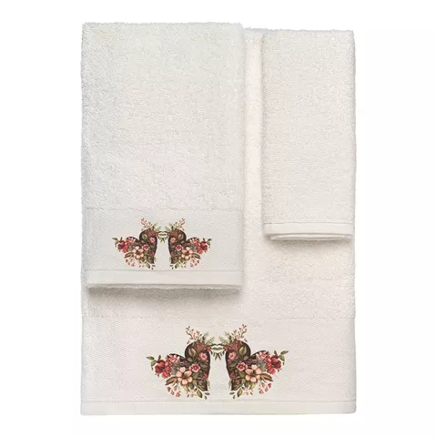 Beauty Home Σετ πετσέτες 3τμχ με εκτύπωση Art 3557 (30x50+50x90+70x140) Εκρού
