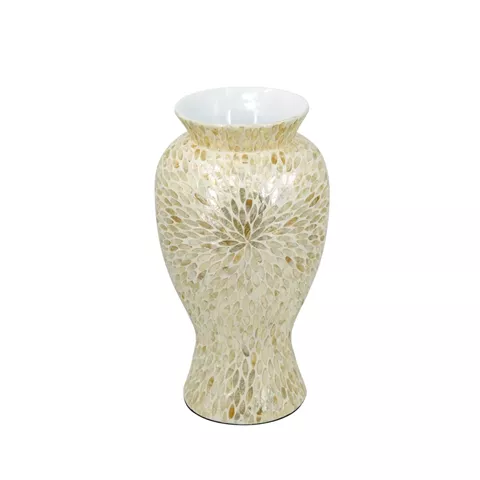 Artekko Ivory Εκρού Βάζο από Μπαμπού και Capiz (28x28x50)cm