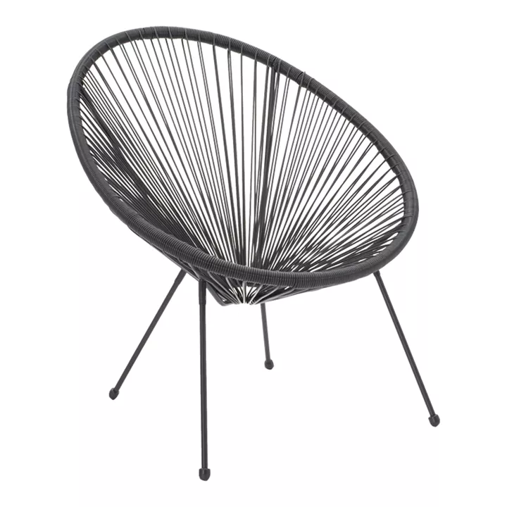 Πολυθρόνα Acapulco pakoworld μεταλλο-pe rattan σε μαύρη απόχρωση 68.5x74.5x84εκ